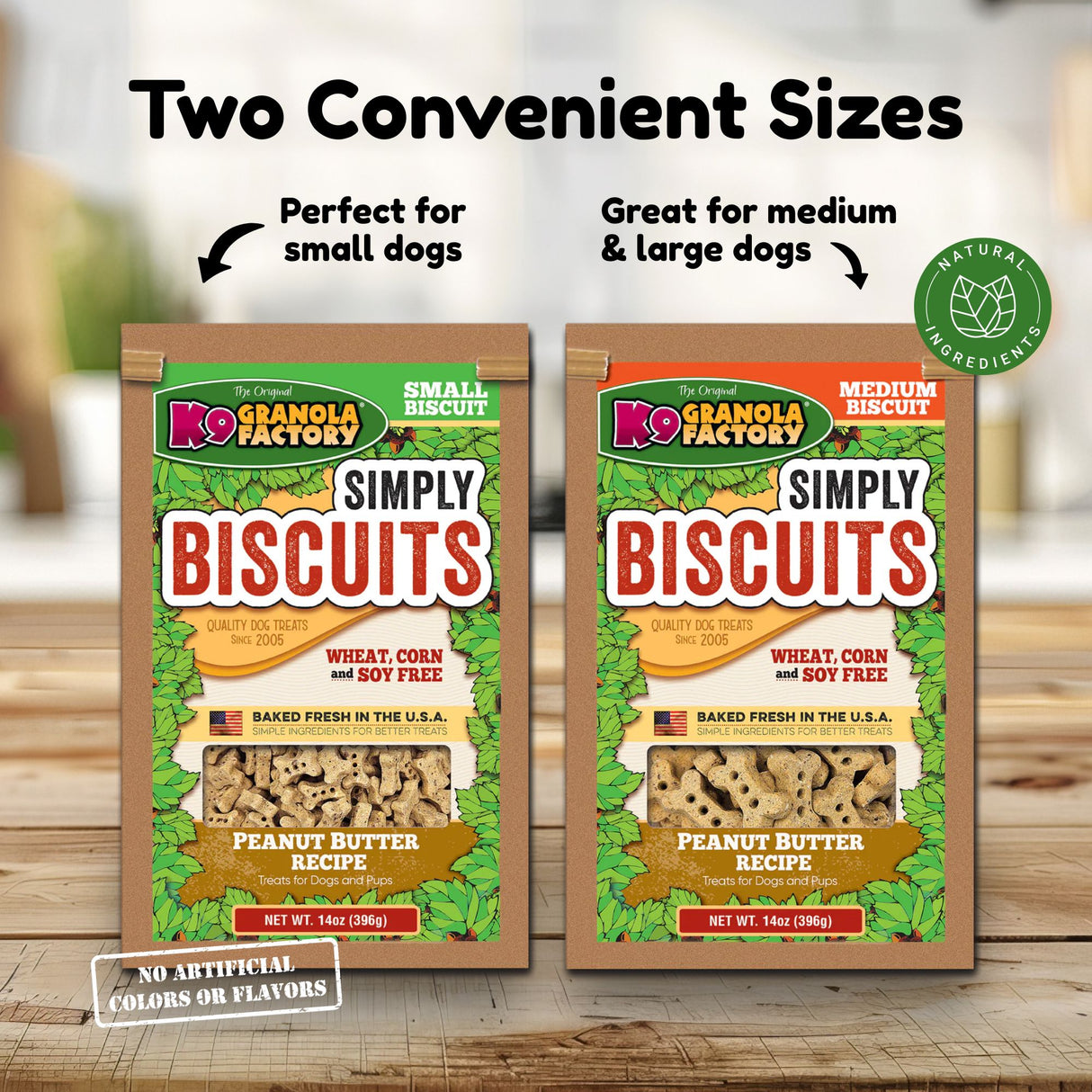 K9 Granola Factory Simply Biscuits Peanut Butter Dog Treats, Medium