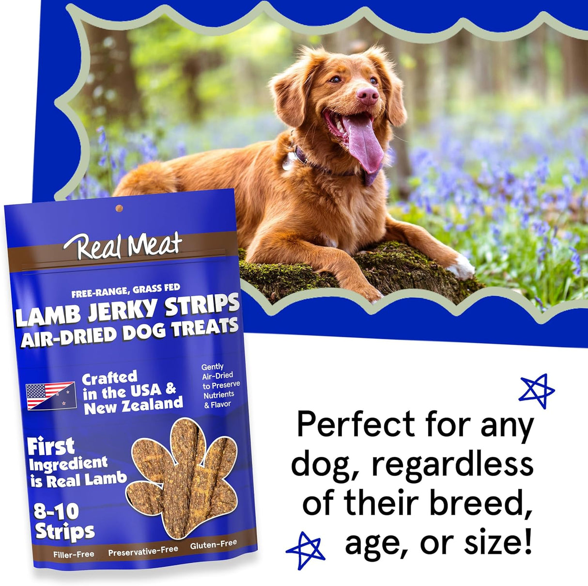 The Real Meat Company Lamb Long Jerky Stix Dog Treats, 8-oz bag