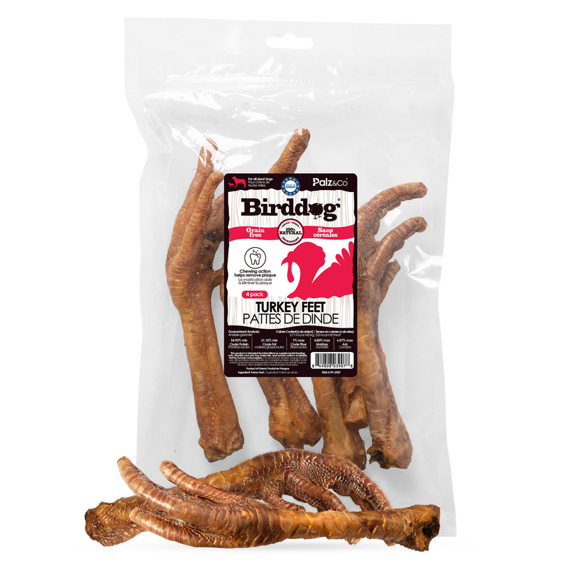 Palz&Co Birddog Turkey Feet Dog Treats, 4ct