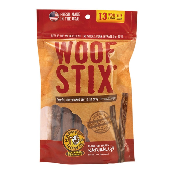 Happy Howie's USA Baker's Dozen Beef Woof Stix Meaty Dog Treats, 6"