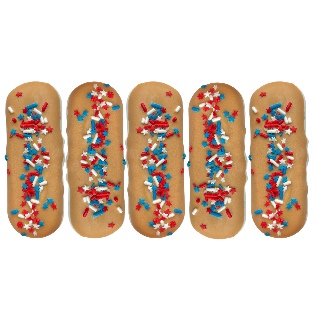 K9 Granola Factory Donut Shop Long Johns For Dogs, Patriotic Peanut Butter with Sprinkles, 5ct