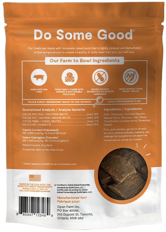 Open Farm Dehydrated Pork Jerky Dog Treats, 4.5oz