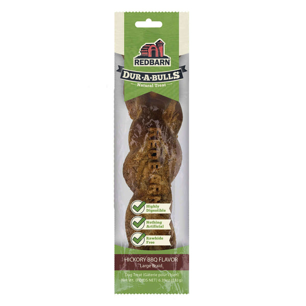 Redbarn Dur-A-Bulls Hickory BBQ Dental Chew For Dogs, Braid