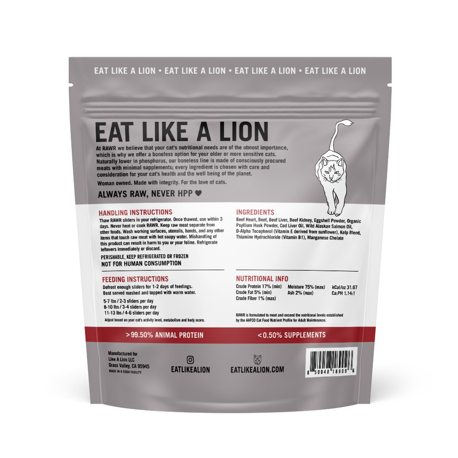 RAWR Boneless Raw Frozen Complete & Balanced Cat Food, 2.5lb