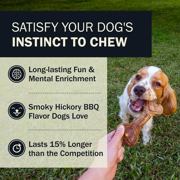 Redbarn Dur-A-Bulls Hickory BBQ Dental Chew For Dogs, Bone