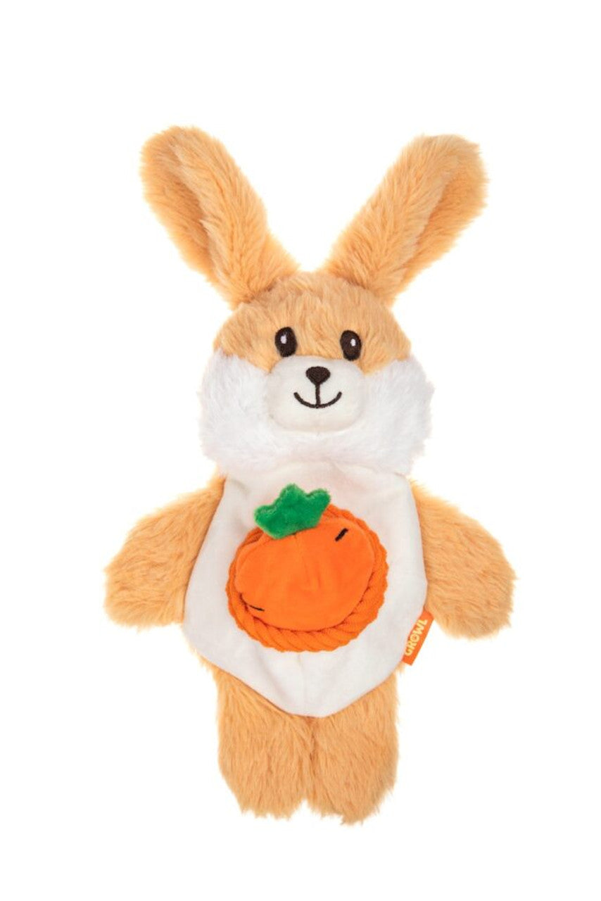 Growl Snackerz Plush Dog Toy, Brown Bunny