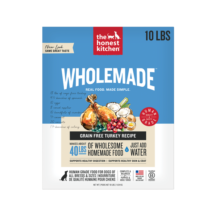 The Honest Kitchen Wholemade Grain Free Turkey Dehydrated Dog Food