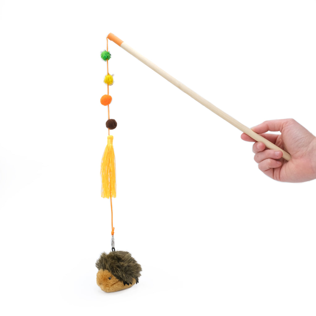 ZippyClaws ZippyStick Interactive Plush Cat Toy, Hedghog