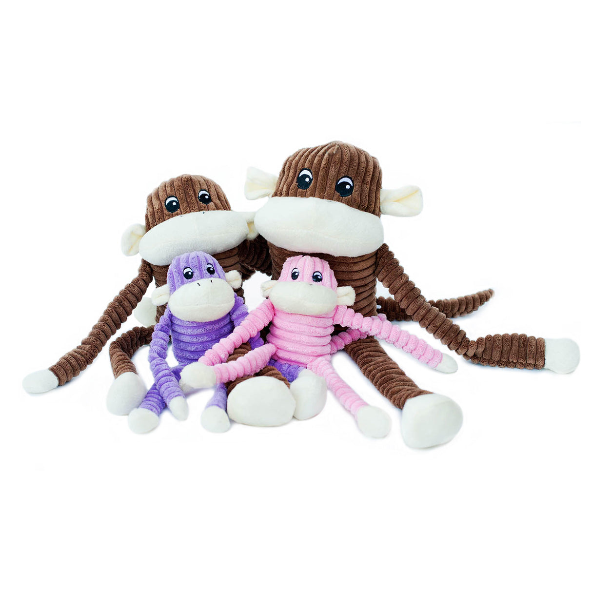 Zippy Paws Spencer the Crinkle Monkey Plush Dog Toy, Brown