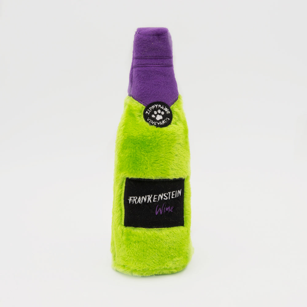 Zippy Paws Halloween 2026 Happy Hour Crusherz Plush Dog Toy, Frankenstein Wine