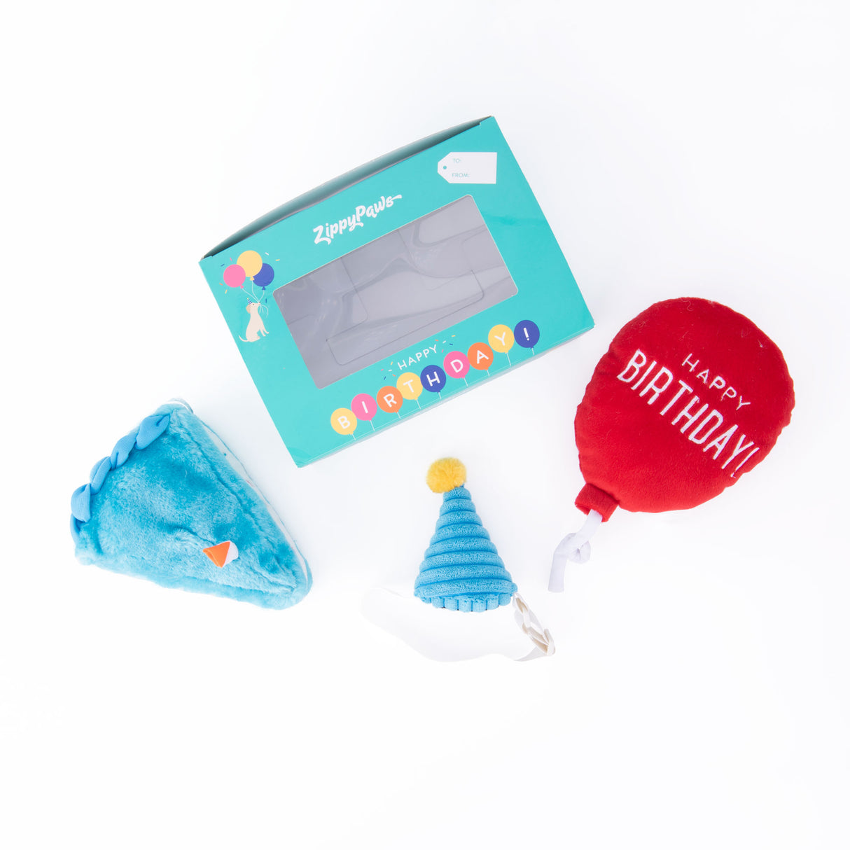 Zippy Paws Happy Birthday Box Plush Toy Set, Blue