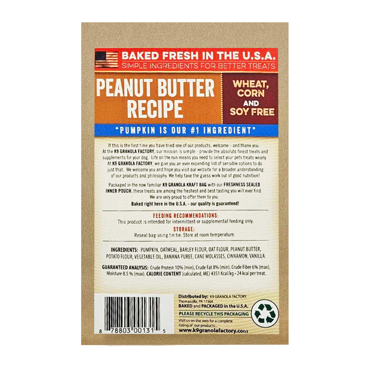 K9 Granola Factory Pumpkin Crunchers Peanut Butter Dog Treats
