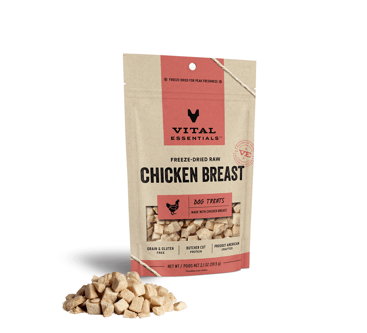 Vital Essentials Freeze-Dried Chicken Breast Dog Treats, 2.1oz