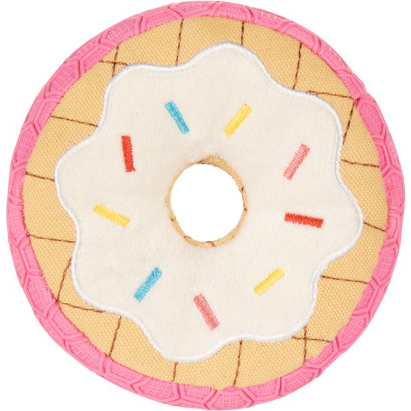 goDog Tough N Texture Donut Durable Squeaky Plush Dog Toy, 5"