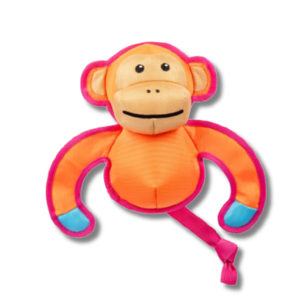 goDog Flap N' Fun Durable Squeaky Plush Dog Toy, Marty Monkey