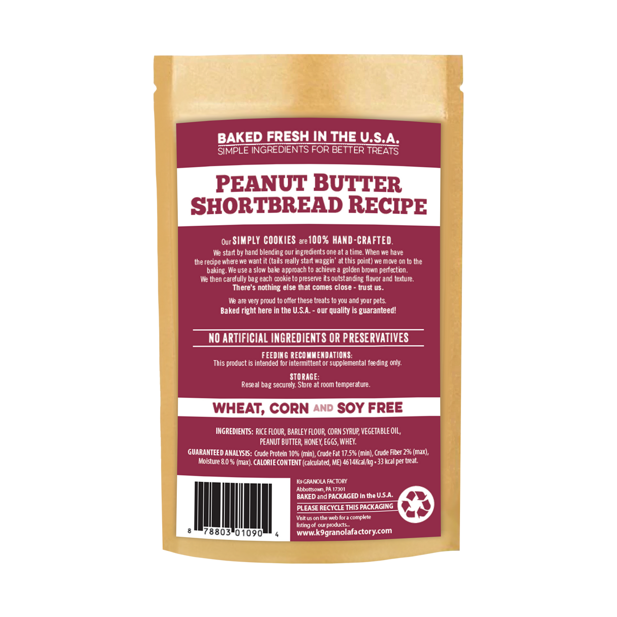 K9 Granola Factory Simply Cookies Dog Treats, Peanut Butter Shortbread Recipe