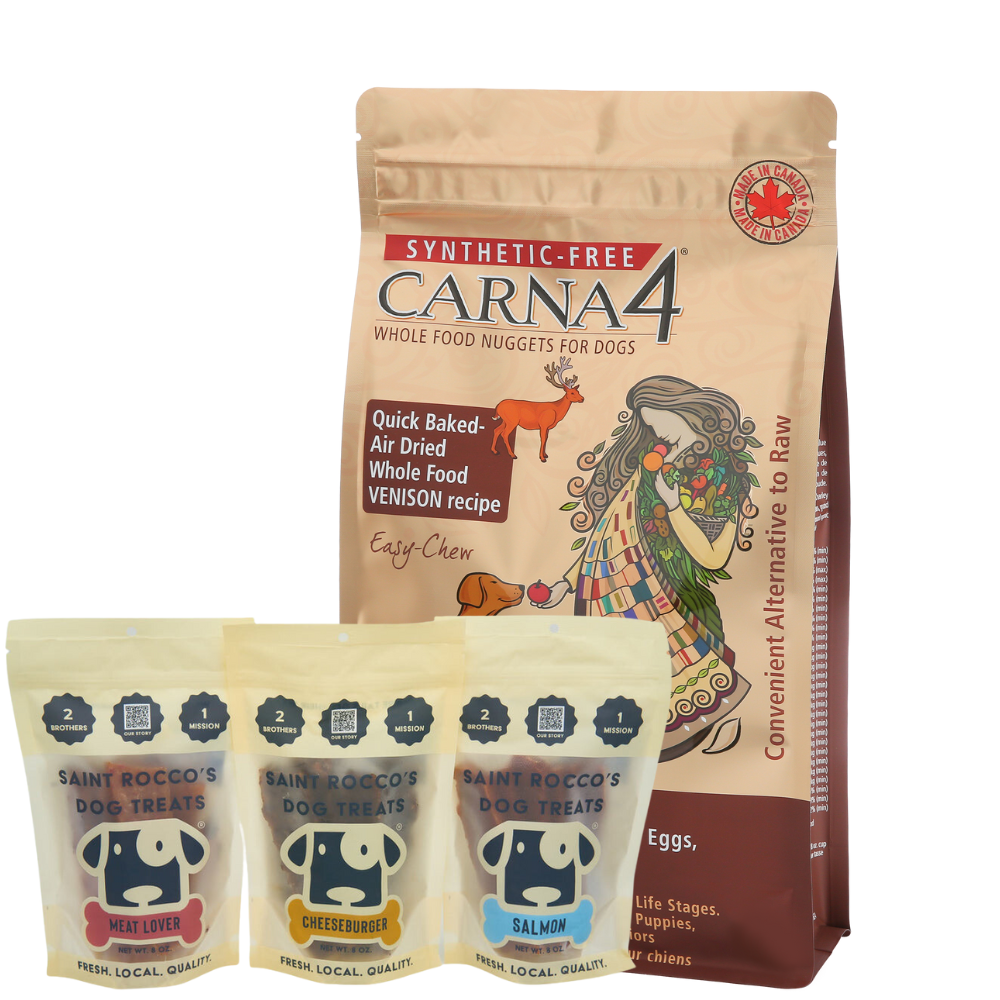 Carna4 All Life Stages Easy Chew Venison Formula Dry Dog Food + Saint Rocco's BUNDLE
