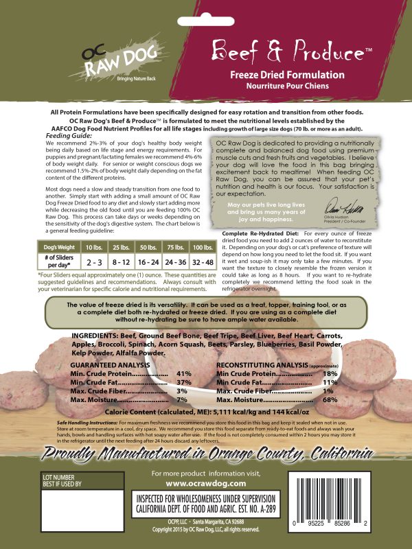 OC Raw Beef & Produce Freeze Dried Dog Food