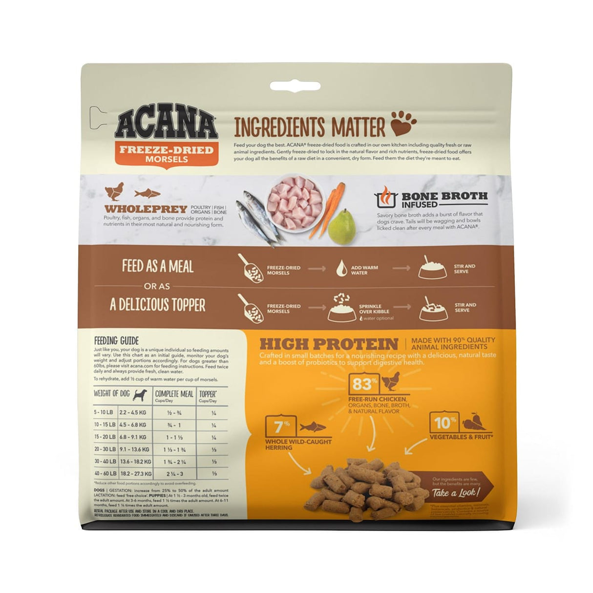 Acana Ranch Free Run Chicken Recipe Freeze Dried Dog Food Morsels, 8oz