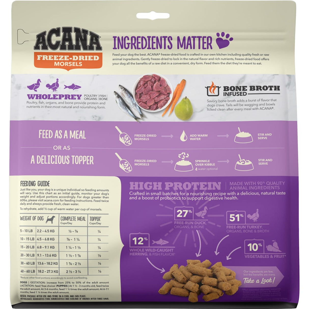 Acana Ranch Duck Recipe Freeze Dried Dog Food Morsels, 8oz