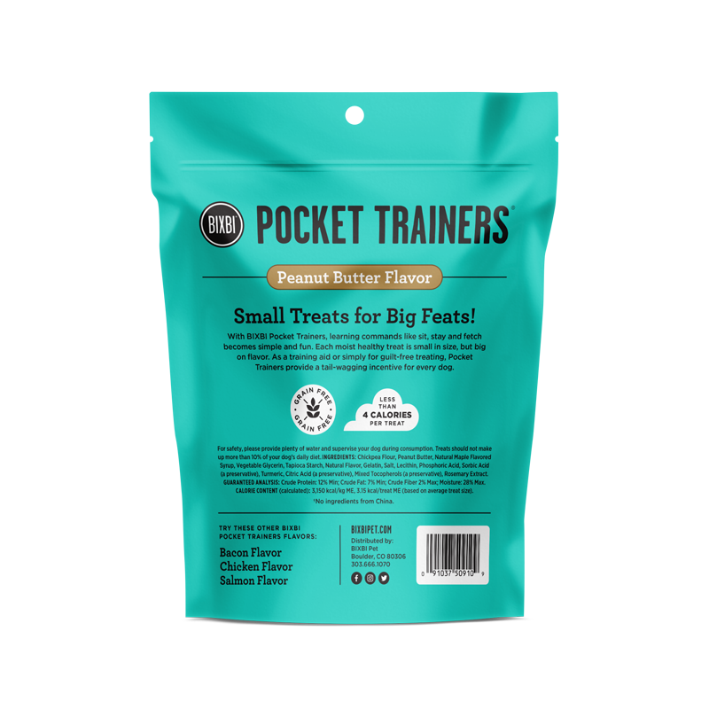 Bixbi Pocket Trainers Peanut Butter Flavor Grain-Free Dog Treats, 6-oz bag