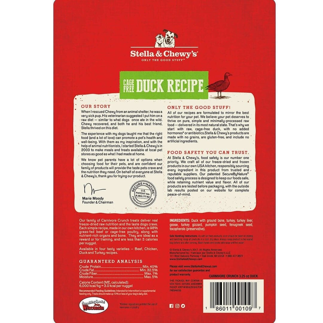 Stella & Chewy's Carnivore Crunch Duck Freeze Dried Dog Treats, 3.25oz