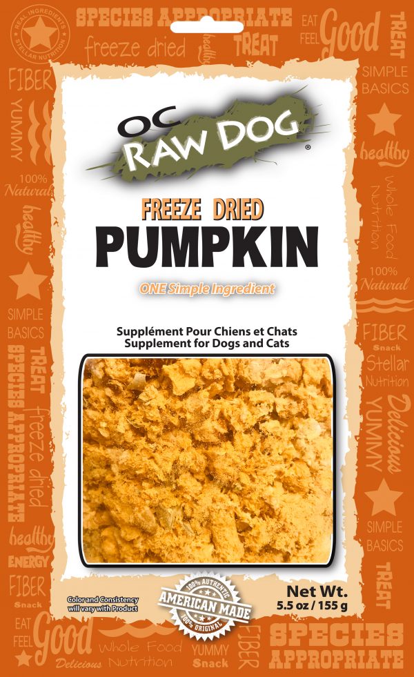 OC Raw Freeze Dried Pumpkin Food Topper For Dogs, 4oz