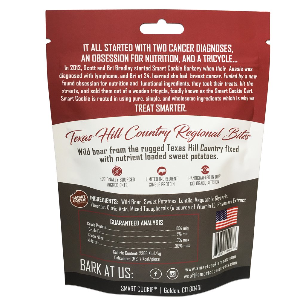 Smart Cookie Barkery Regional Bites Texas Hill Country Wild Boar & Sweet Potato Treats For Dogs, 5oz