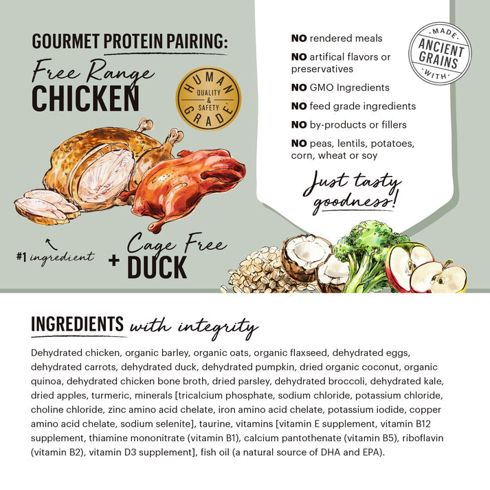 The Honest Kitchen Gourmet Grains Chicken & Duck Recipe Dehydrated Dog Food 4 lb