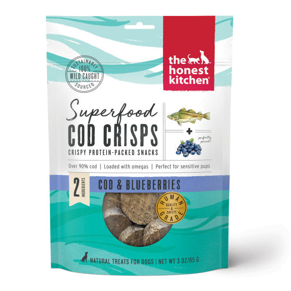 The Honest Kitchen Cod Crisps Dog Treats, Cod & Blueberry
