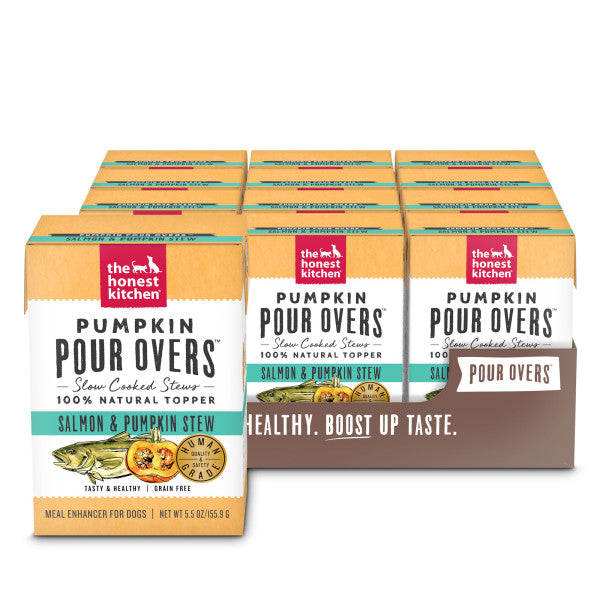 The Honest Kitchen Pumpkin Pour Overs Salmon & Pumpkin Stew Wet Food Topper For Dogs, 12/5.5oz