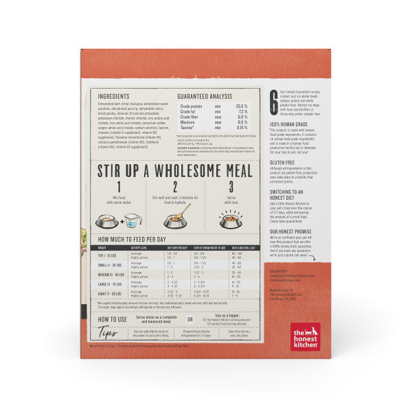 The Honest Kitchen Wholemade Grain Free Limited Ingredient Beef Recipe Dehydrated Dog Food