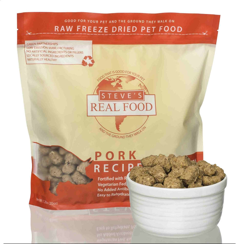 Steve's Real Food Pork Nuggets Freeze Dried Food For Dogs, 1.25lb