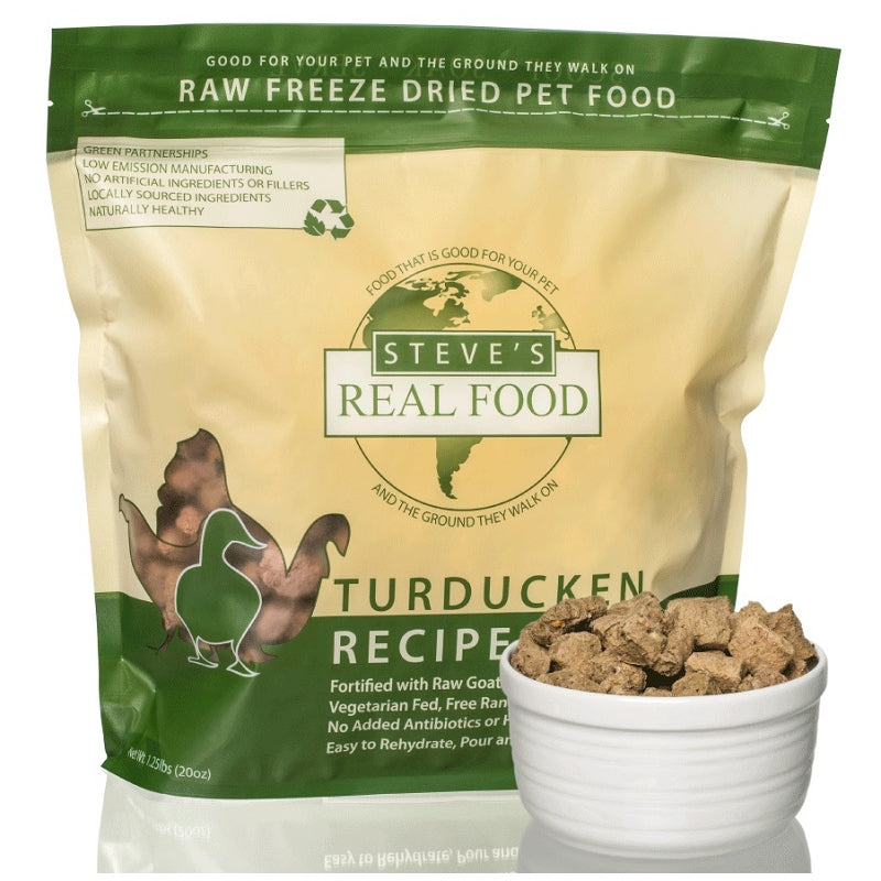 Steve's Real Food Turducken Freeze Dried Food For Dogs, 1.25lb