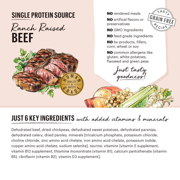 The Honest Kitchen Wholemade Grain Free Limited Ingredient Beef Recipe Dehydrated Dog Food
