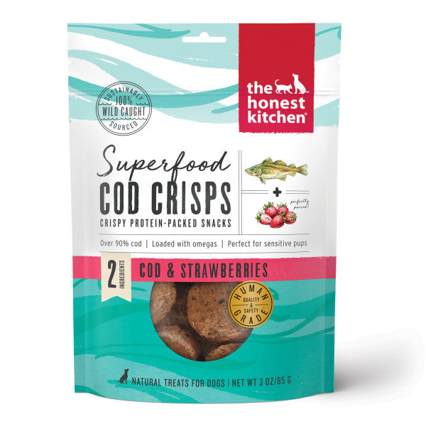The Honest Kitchen Cod Crisps Dog Treats, Cod & Strawberry