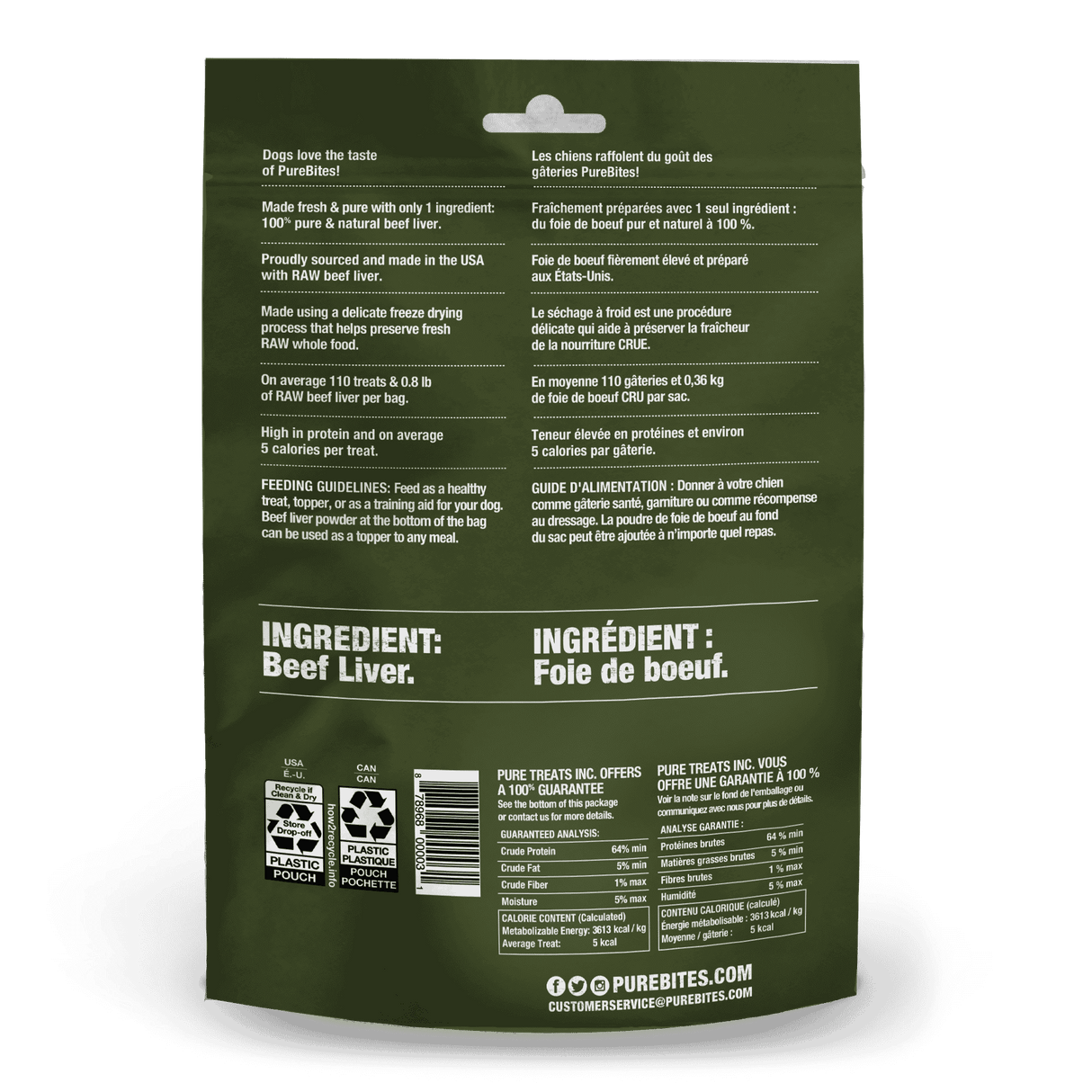 PureBites Freeze Dried Beef and Liver Dog Treats