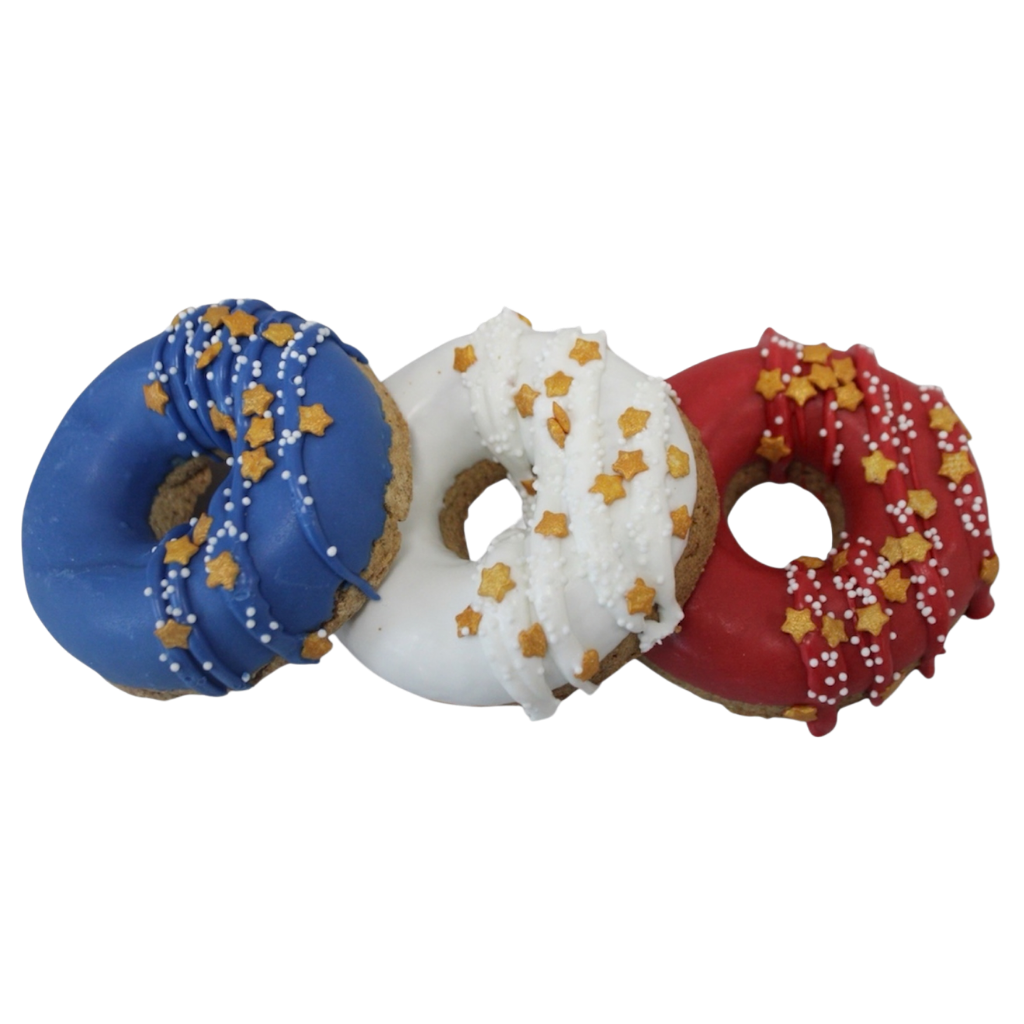 K9 Granola Factory Donut Shop Gourmet Donuts For Dogs, 250th Anniversary Patriotic 3pk
