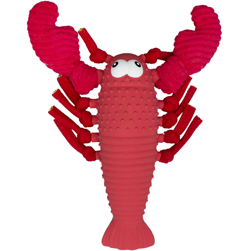 HuggleHounds Huggle-Fusion Rubber & Plush Squeaky Dog Toy, McCracken Lobsta