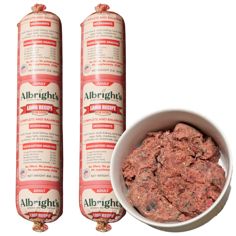Albrights Lamb Formula Raw Frozen Complete Diet Dog Food - 2lb (16ct/32lb Case)