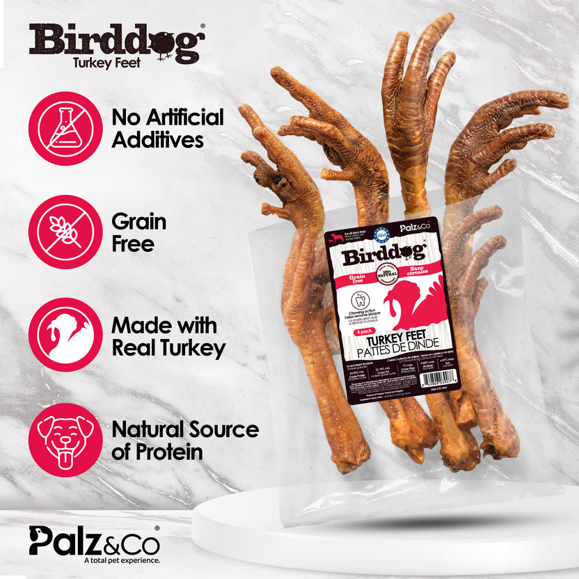 Palz&Co Birddog Turkey Feet Dog Treats, 4ct