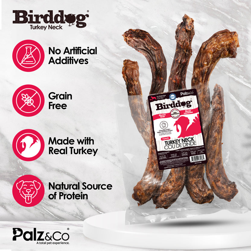 Palz&Co Birddog Turkey Neck Dog Treats, 4ct
