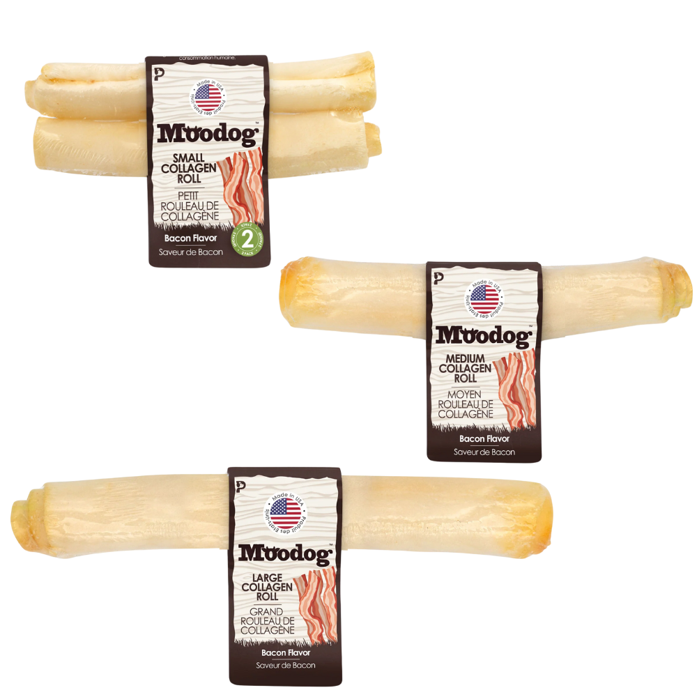 Palz&Co Moodog Beef Corium Collagen Roll Dog Treat, Bacon