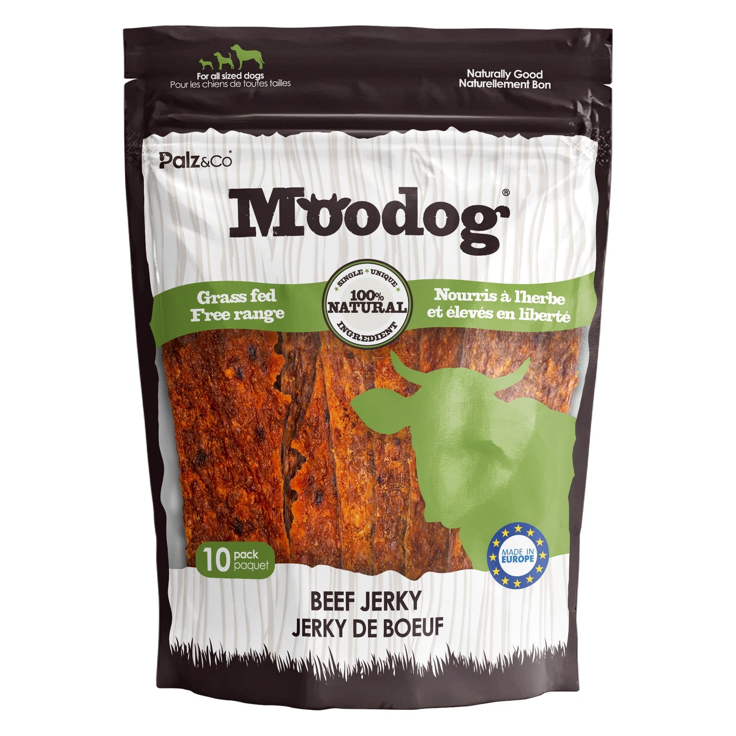 Palz&Co Moodog Beef Jerky Dog Treats, 10pk