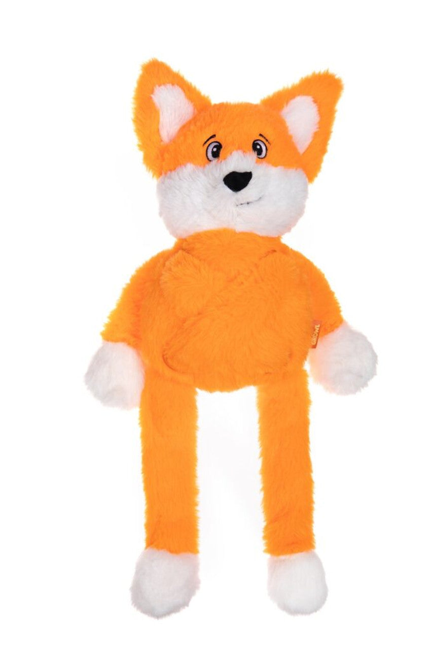 Growl Pulldozers Plush Dog Toy, Orange Fox