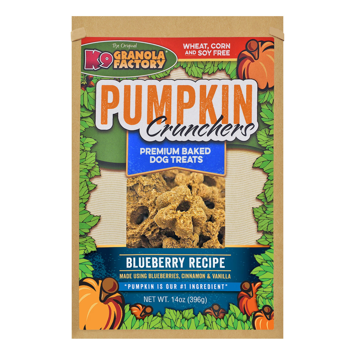 Package of K9 Granola Factory Pumpkin Crunchers Blueberry Dog Treats 