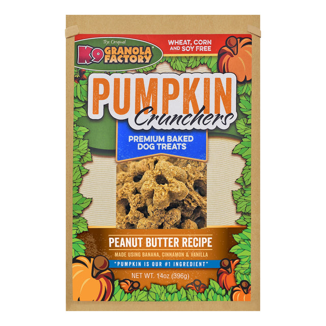 Package of K9 Granola Factory Pumpkin Crunchers Dog Treats, Peanut Butter. 