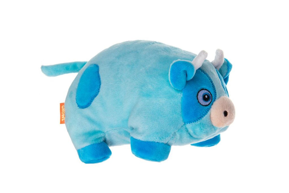 Growl Trofflers Plush Dog Toy, Blue Cow
