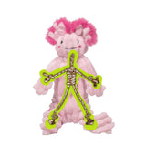 HuggleHounds Rope X-Brace Durable Plush Dog Toy, Axolotl
