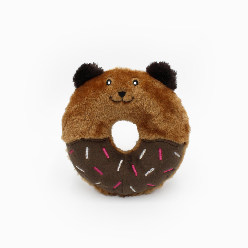 Zippy Paws Donut Buddies Plush Dog Toy, Bear